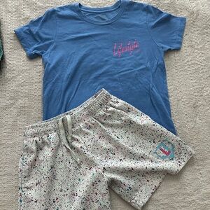 Kids Blue 'Lifestyle' Tee and White Splatter Shorts